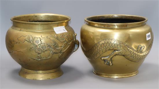 Two Japanese bronze jardinieres